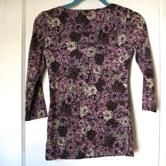 Ann Taylor flowered shirt 3/4 sleevep - Picture 6 of 6